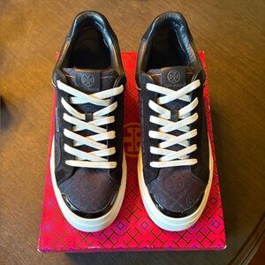 Tory Burch Black and White T Monogram Ladybug Sneakers